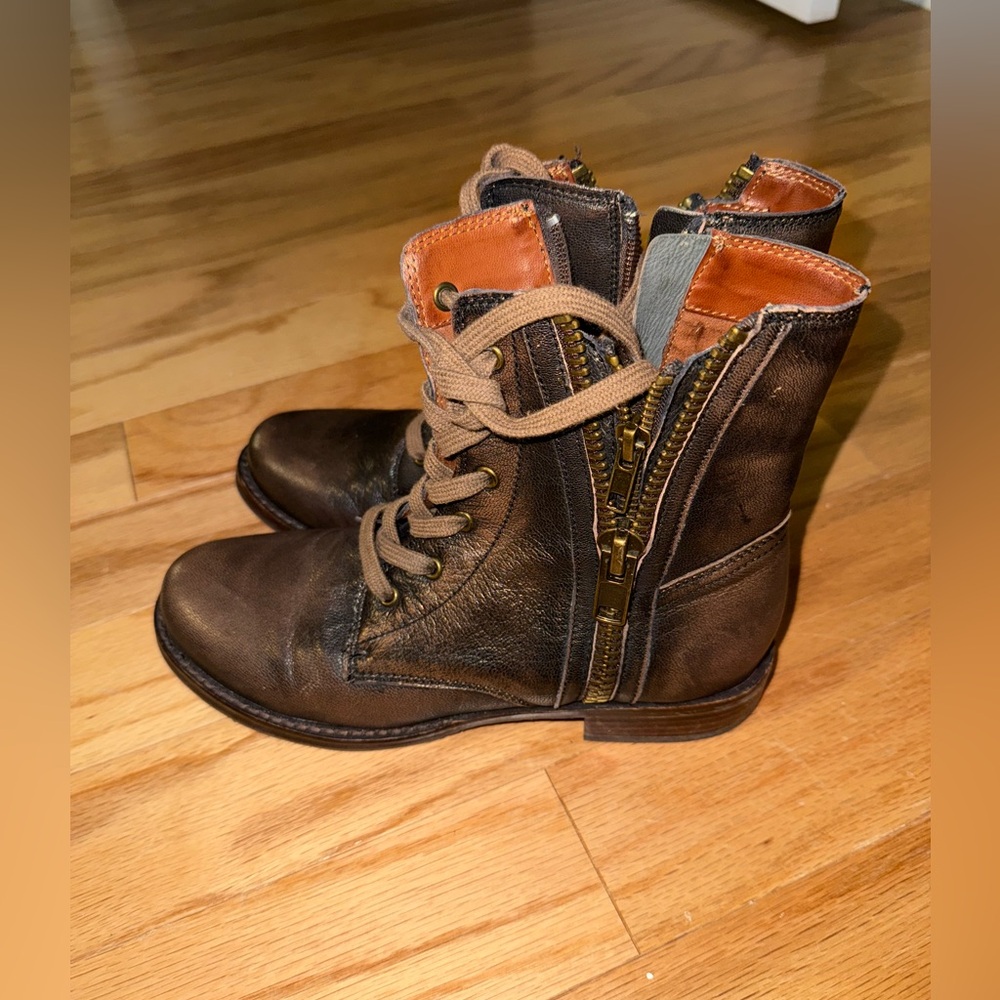 Mia Brown Leather Lace-Up Boots - Picture 7 of 10